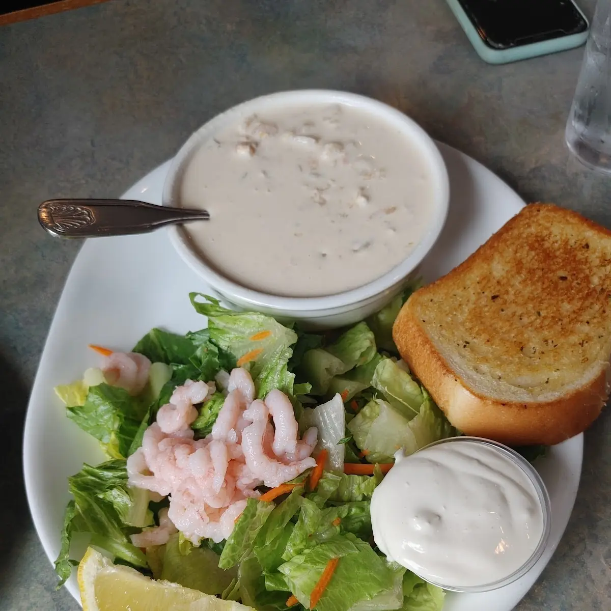 Clam Chowder with Shrimp Salad