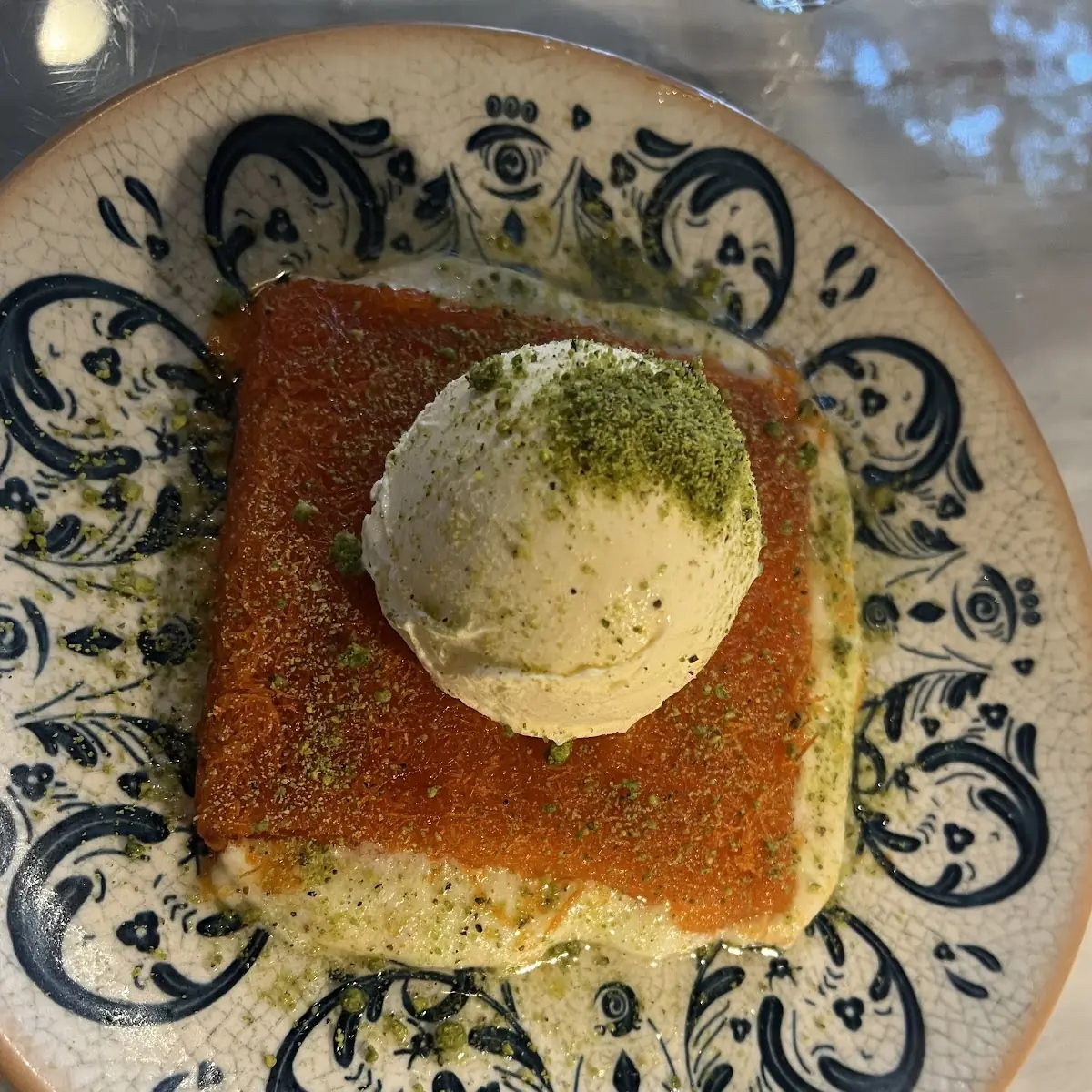 Kunefe with Vanilla Ice Cream