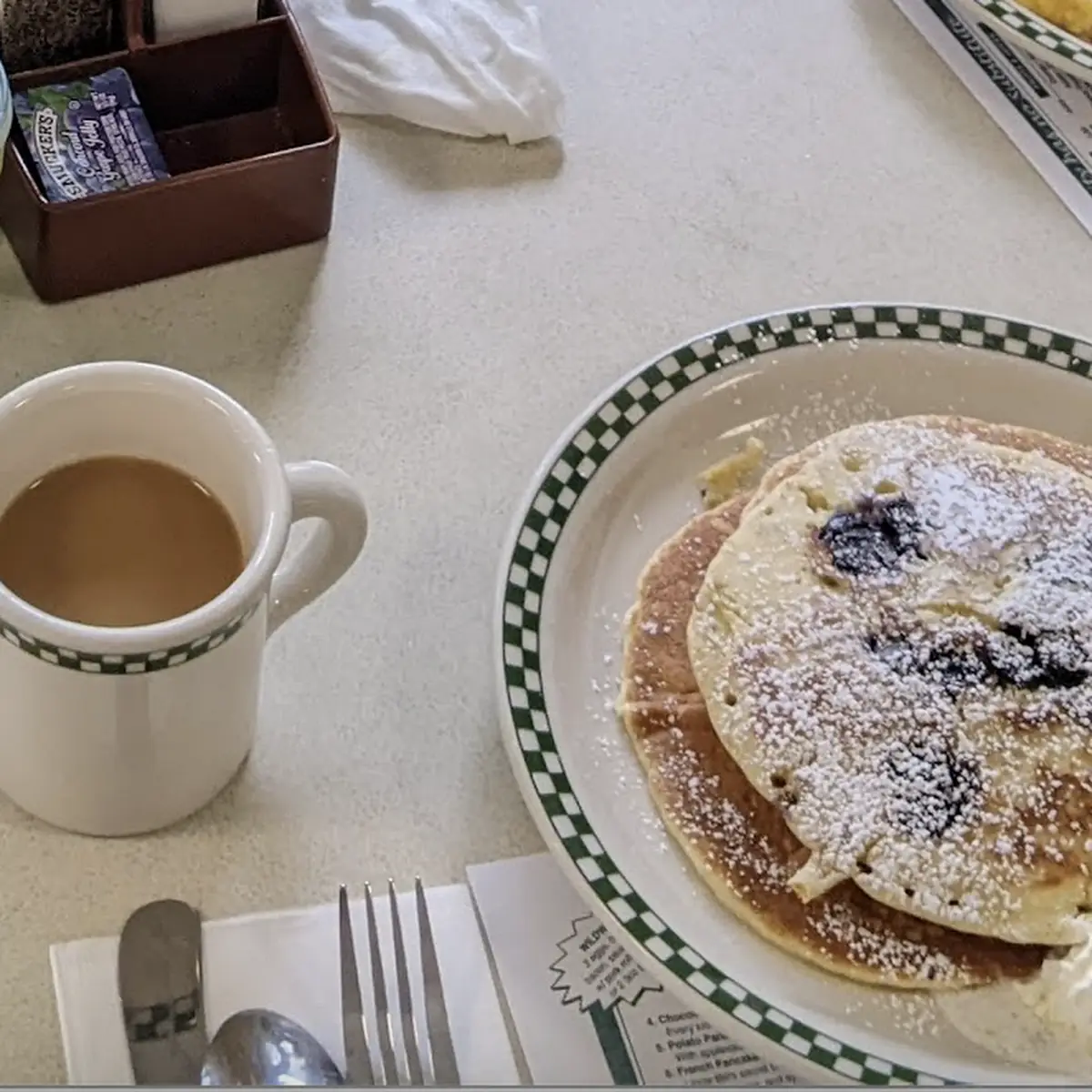 Blueberry Pancakes and Eggs Any Style