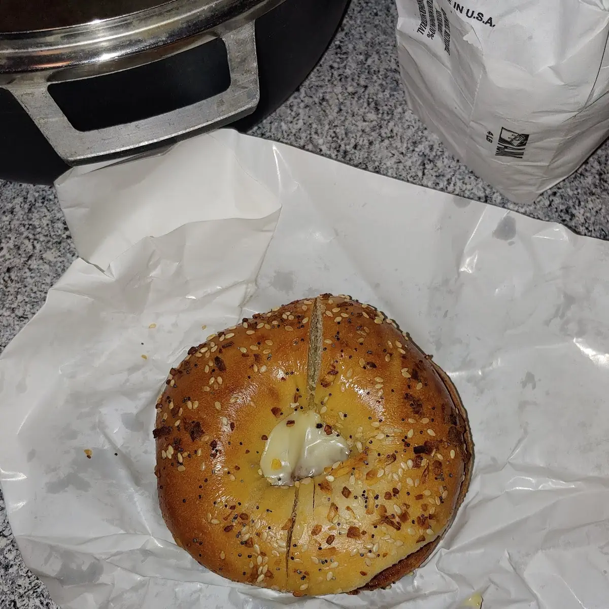 Sausage Egg and Cheese on an Everything Bagel