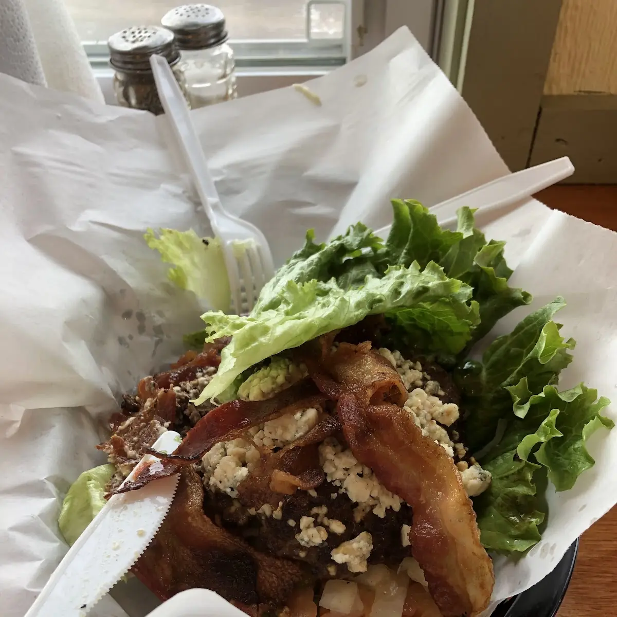 Burger with Blue Cheese and Bacon