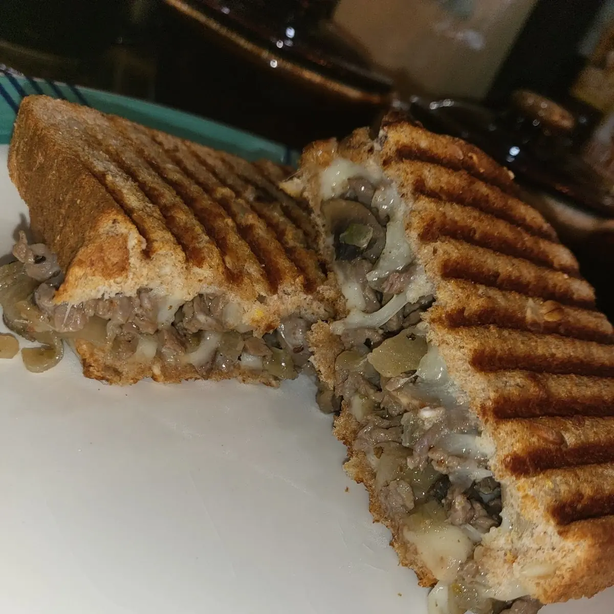 Steak and Cheese Grilled Cheese Panini