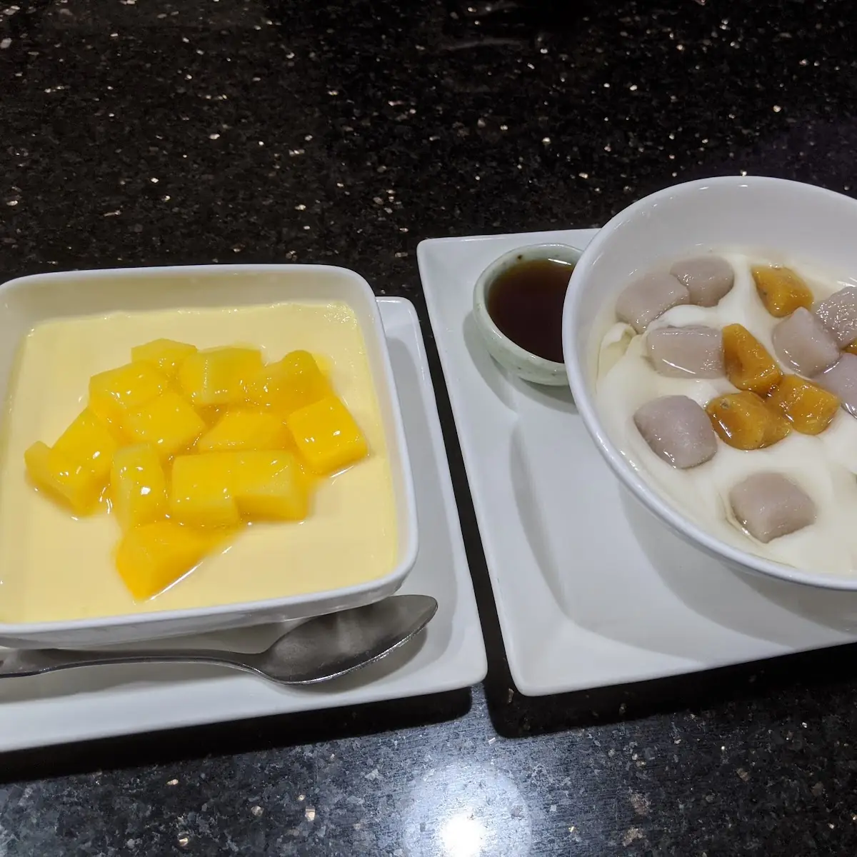 Mango Egg Custard and Taro Tofu Pudding