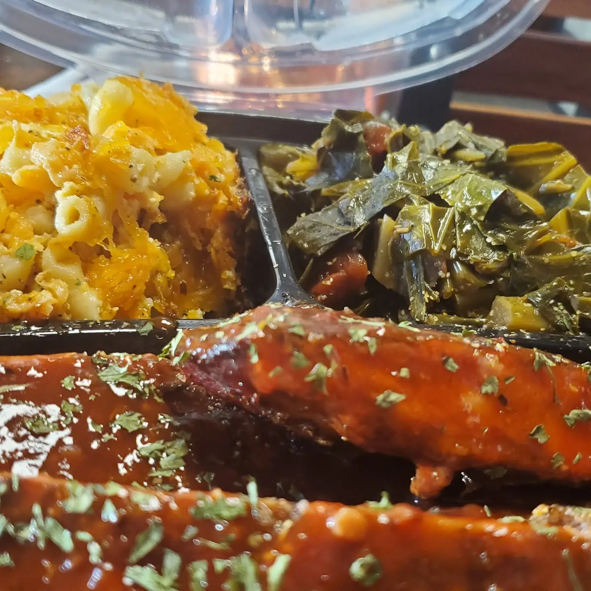 Ribs Collards Mac and Cheese