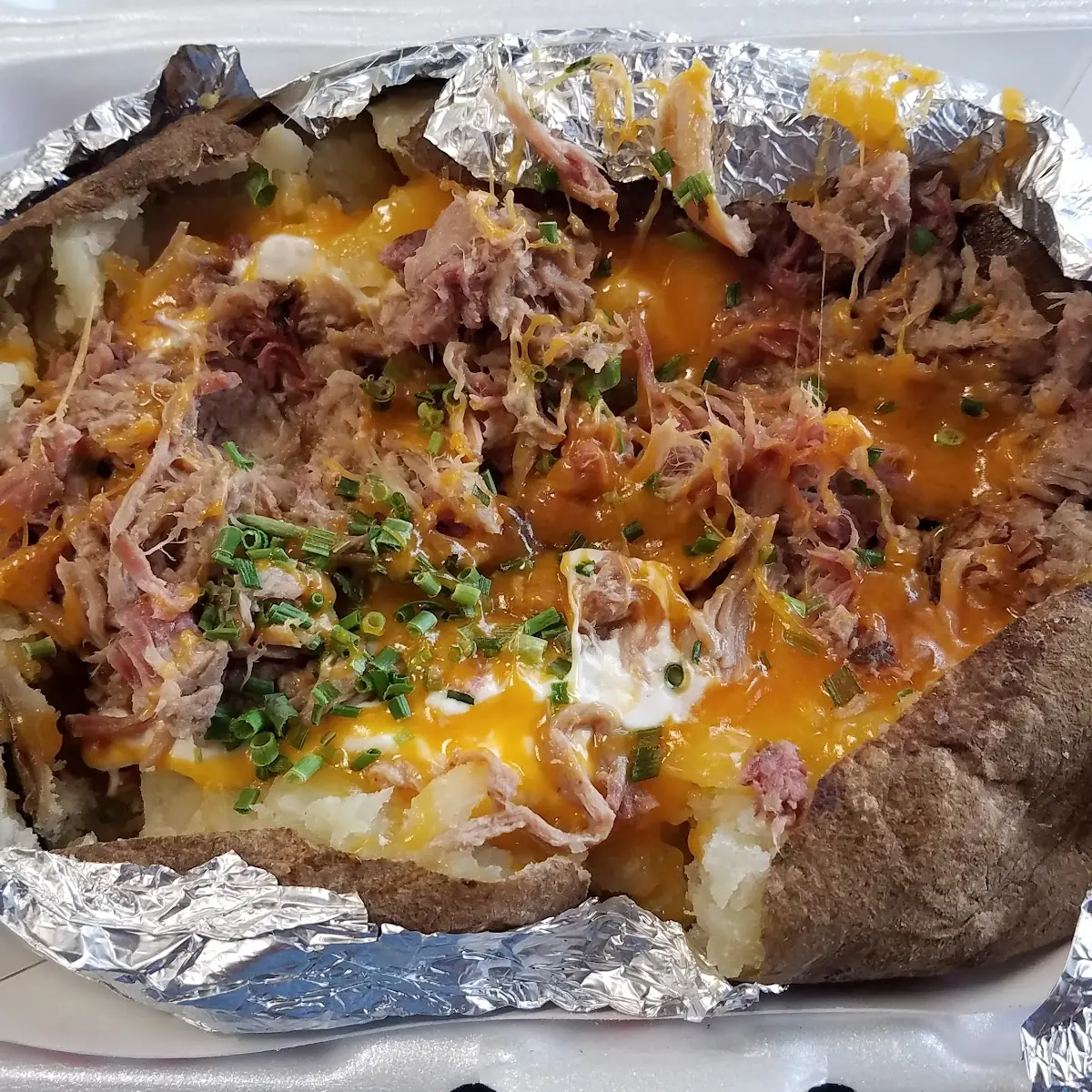 Loaded Pulled Pork Baked Potato