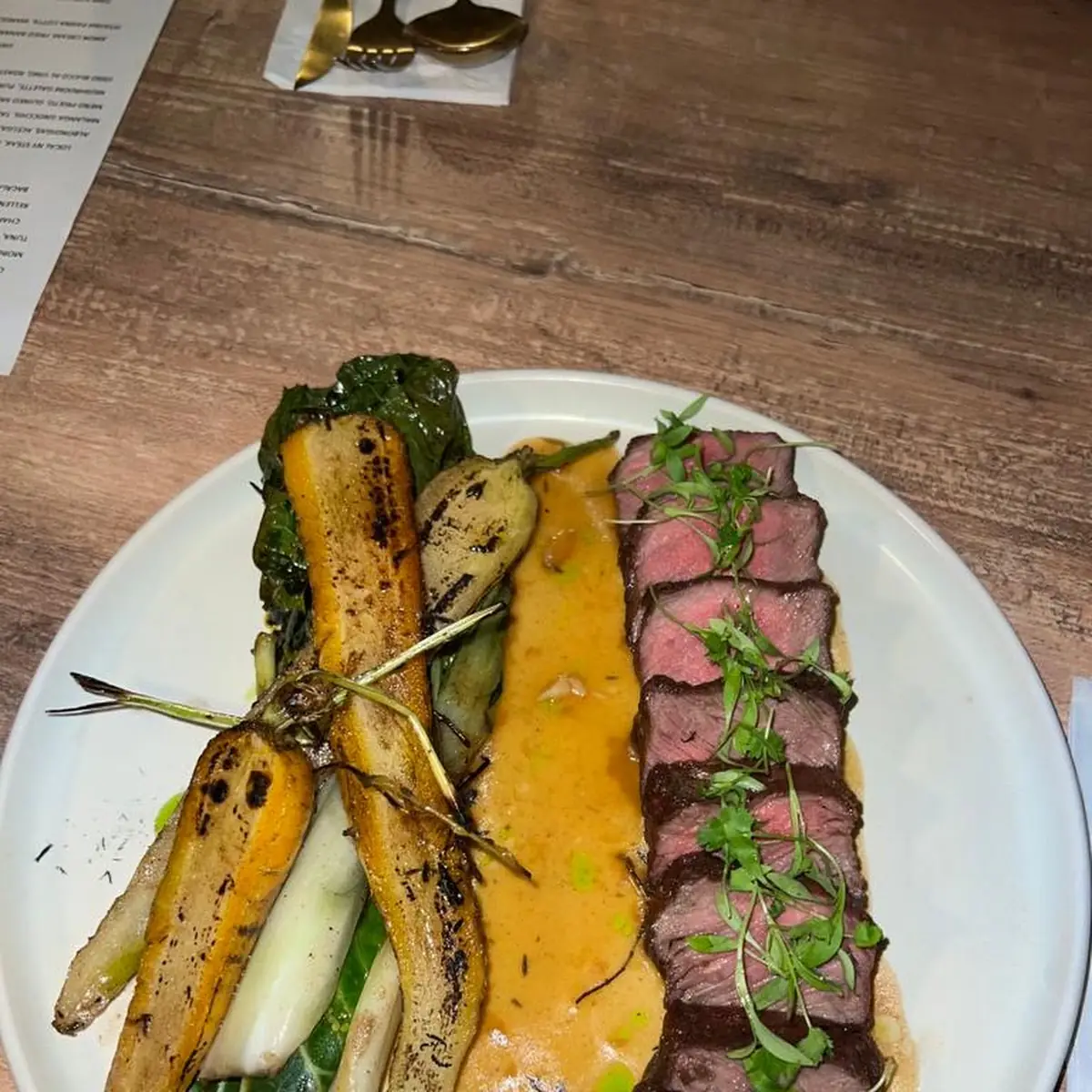 NY Strip Steak with Rainbow Carrots