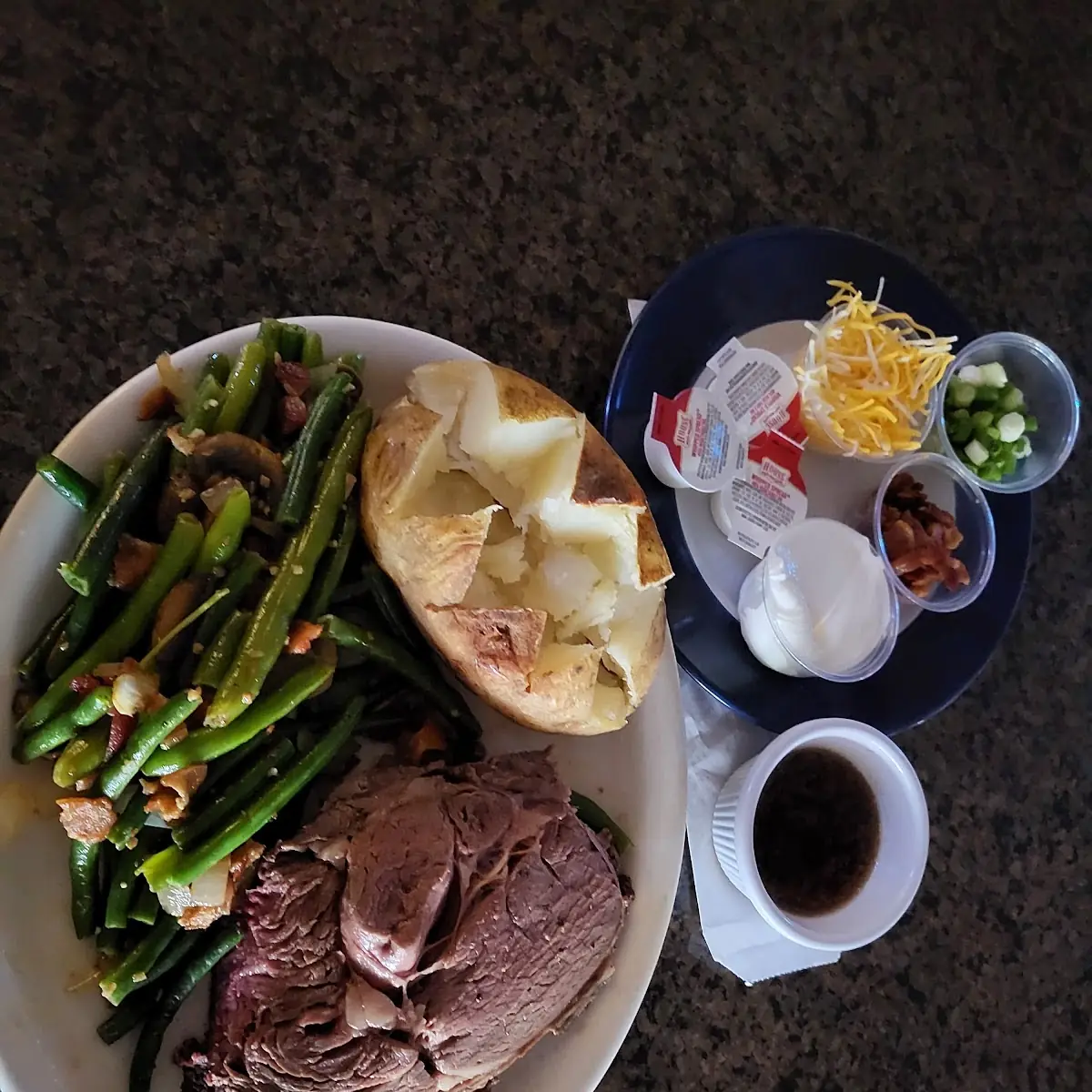 Prime Rib Baked Potato & Green Beans