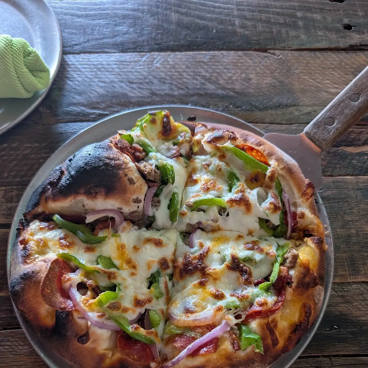 Bacon Onion Green Pepper Pizza