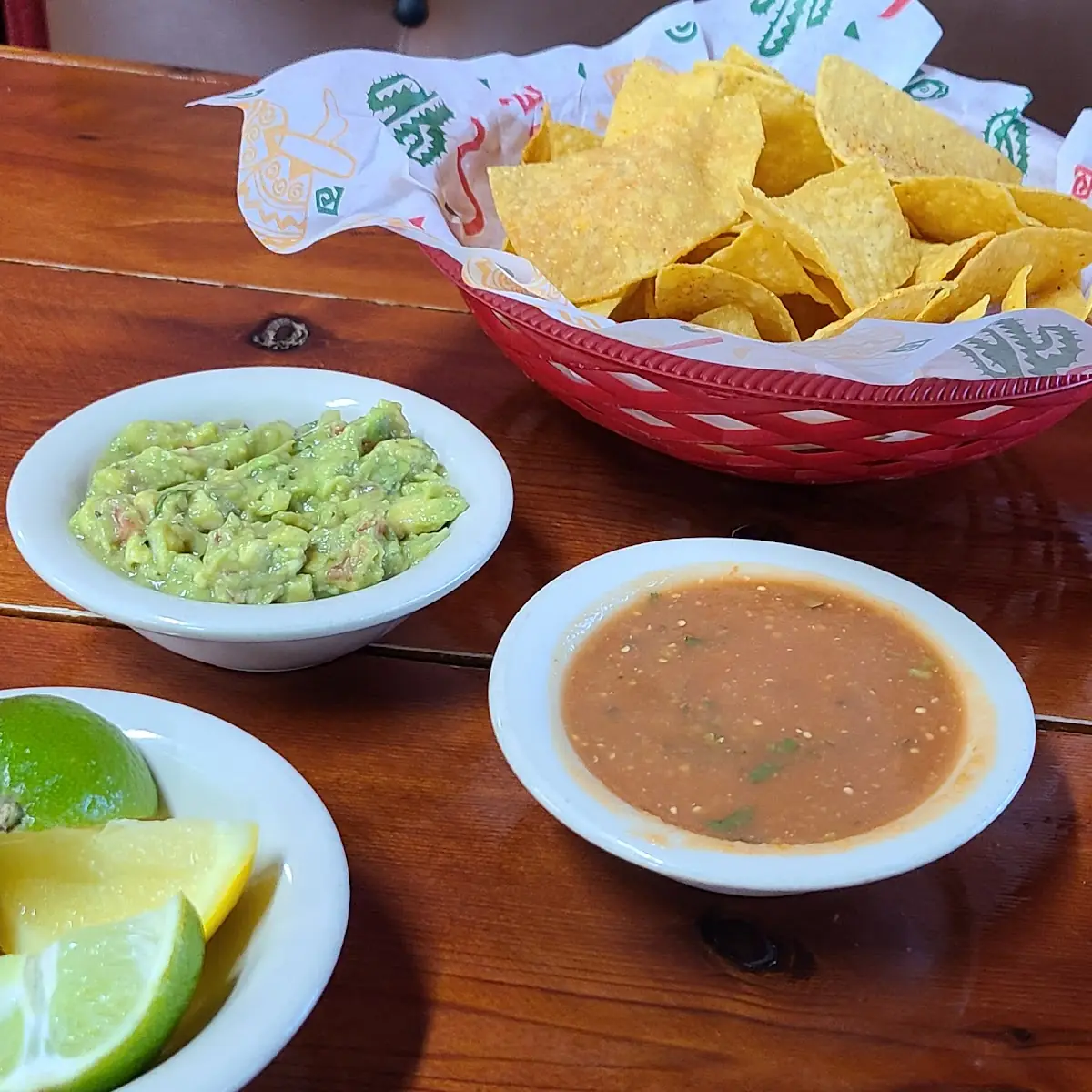 Chips and Salsa and Small Guacamole