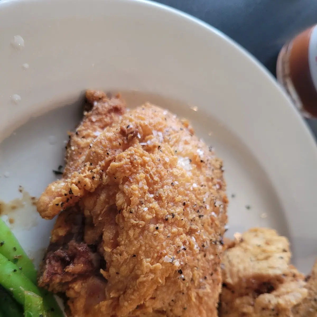 Fried Chicken Mashed Potatoes and Asparagus