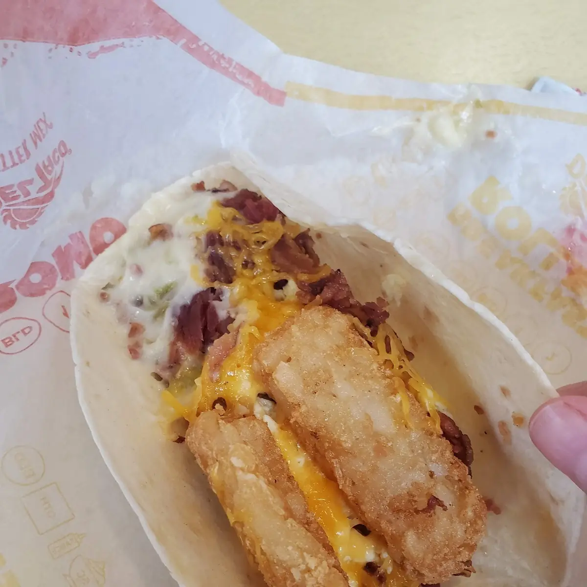 Bacon and Hash Brown Breakfast Taco