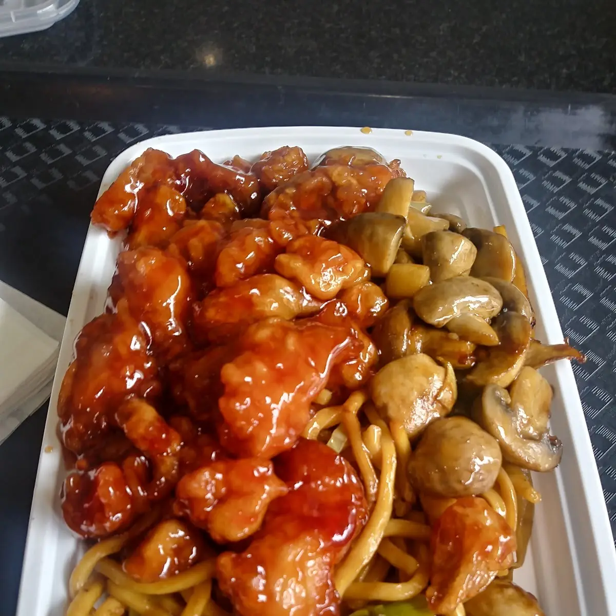General TSO's Chicken with Mushrooms & Lo Mein