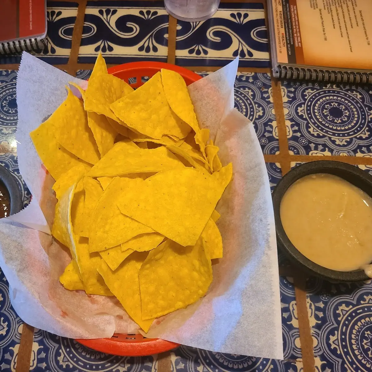 Chips Salsa and Beans and Cheese