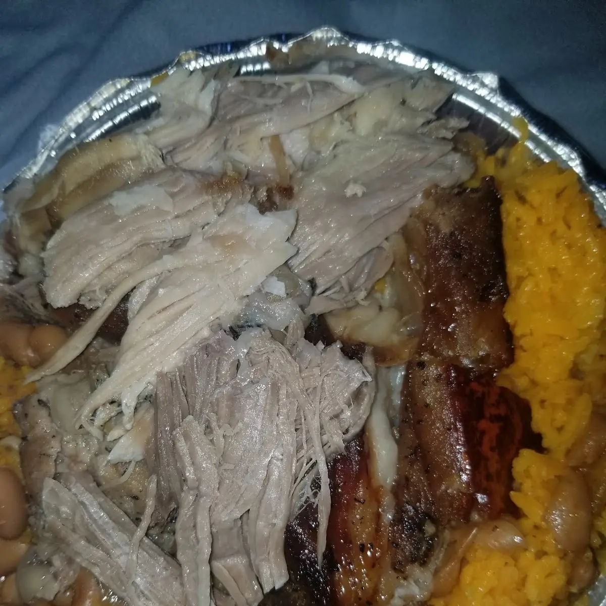 Pernil with Yellow Rice and Beans