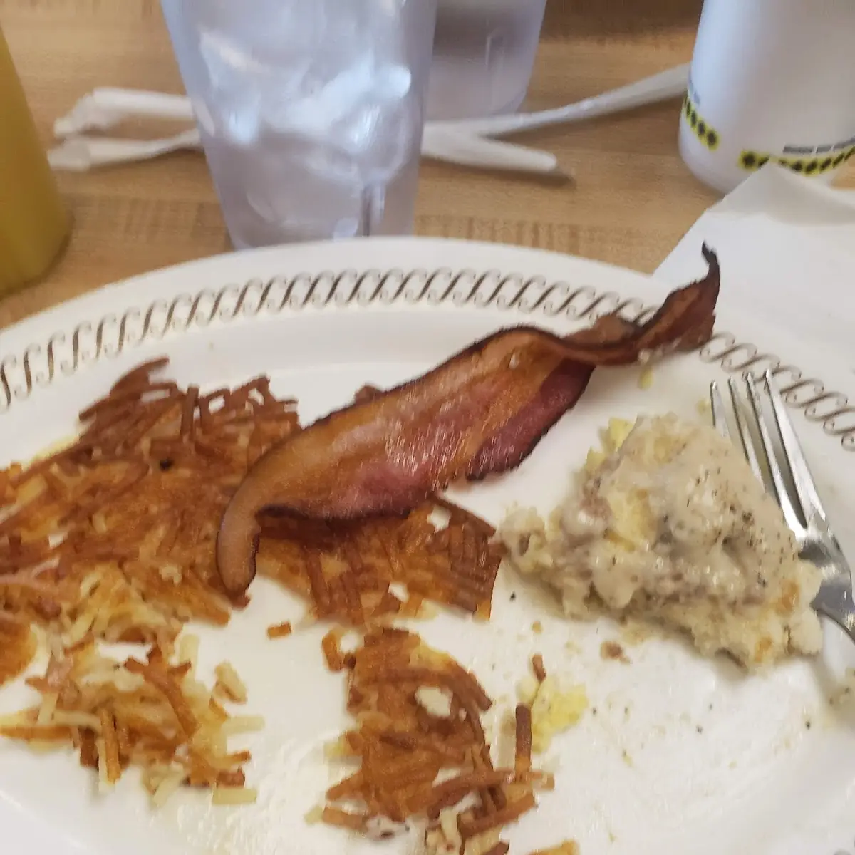 Extra Crispy Hash Browns Sausage Biscuit Scrambled and Coffer