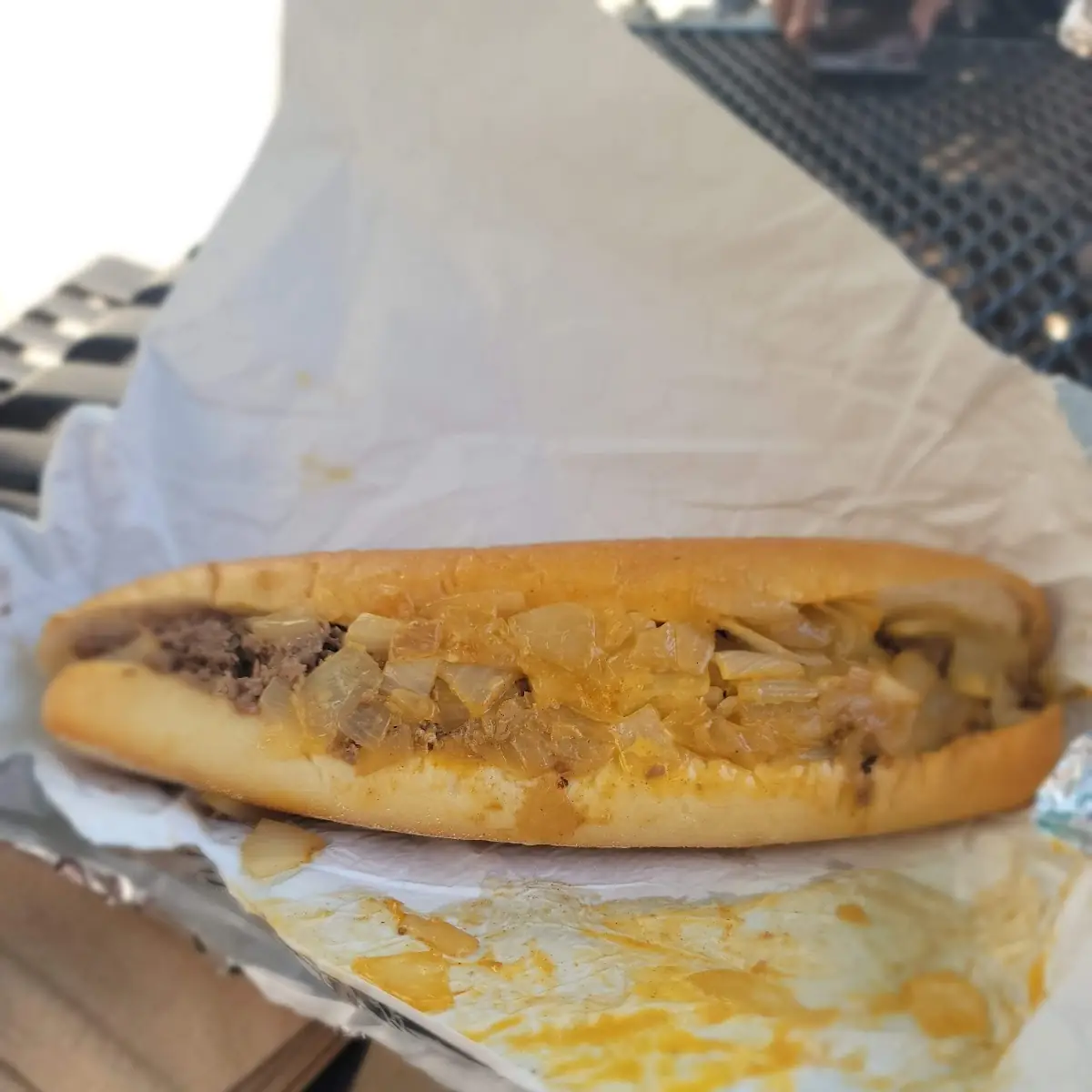 Philly Cheese Steak Sandwich with Whiz and Onions
