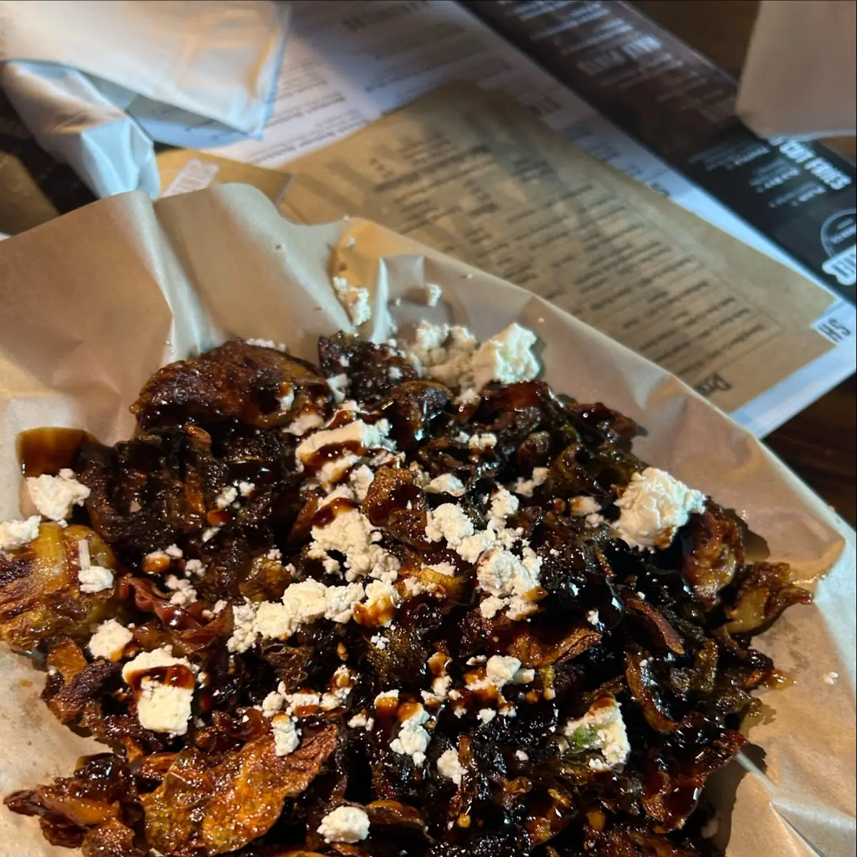 Fried Brussels Sprouts with Bacon Jam
