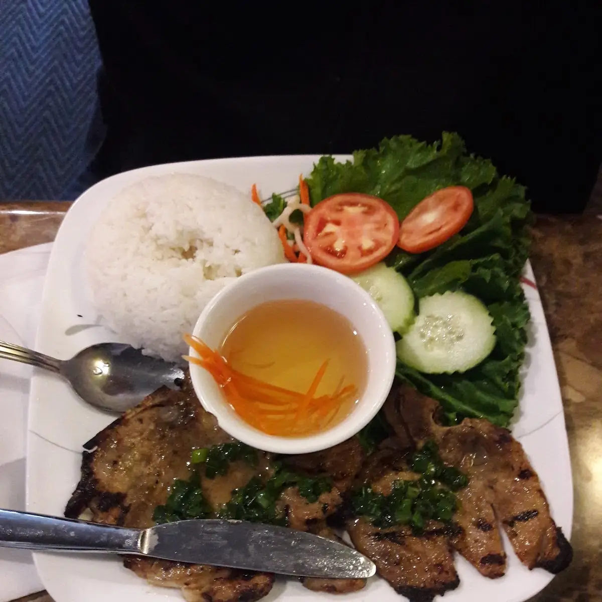Grill Pork Chop w Eggroll Rice