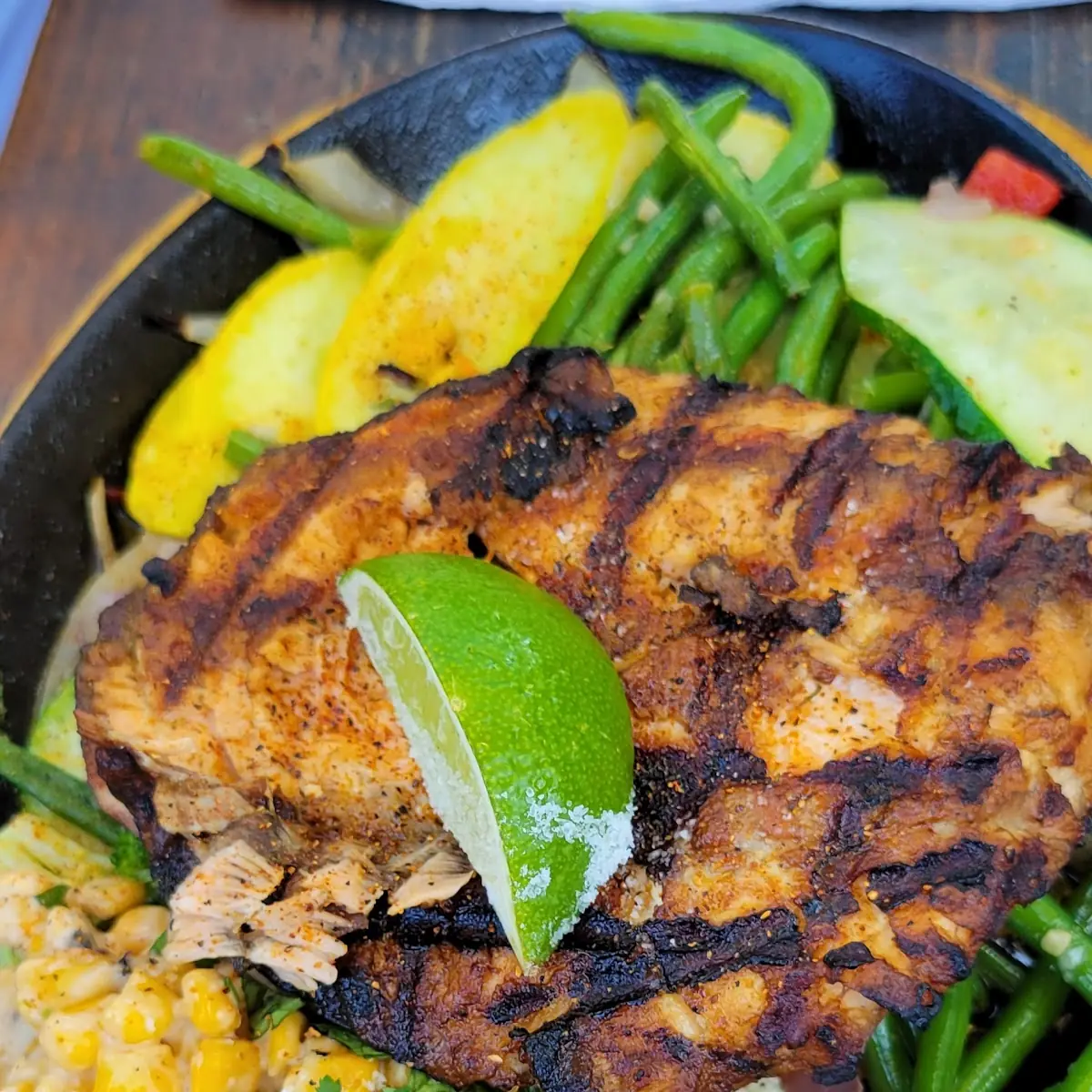 Grilled Atlantic Salmon with Veggies