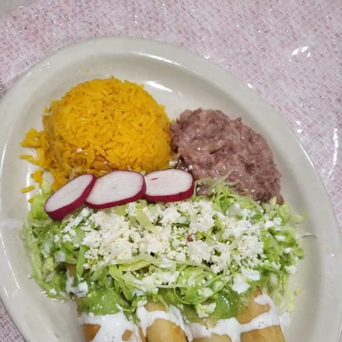 Birria taco combo w/ rice & beans