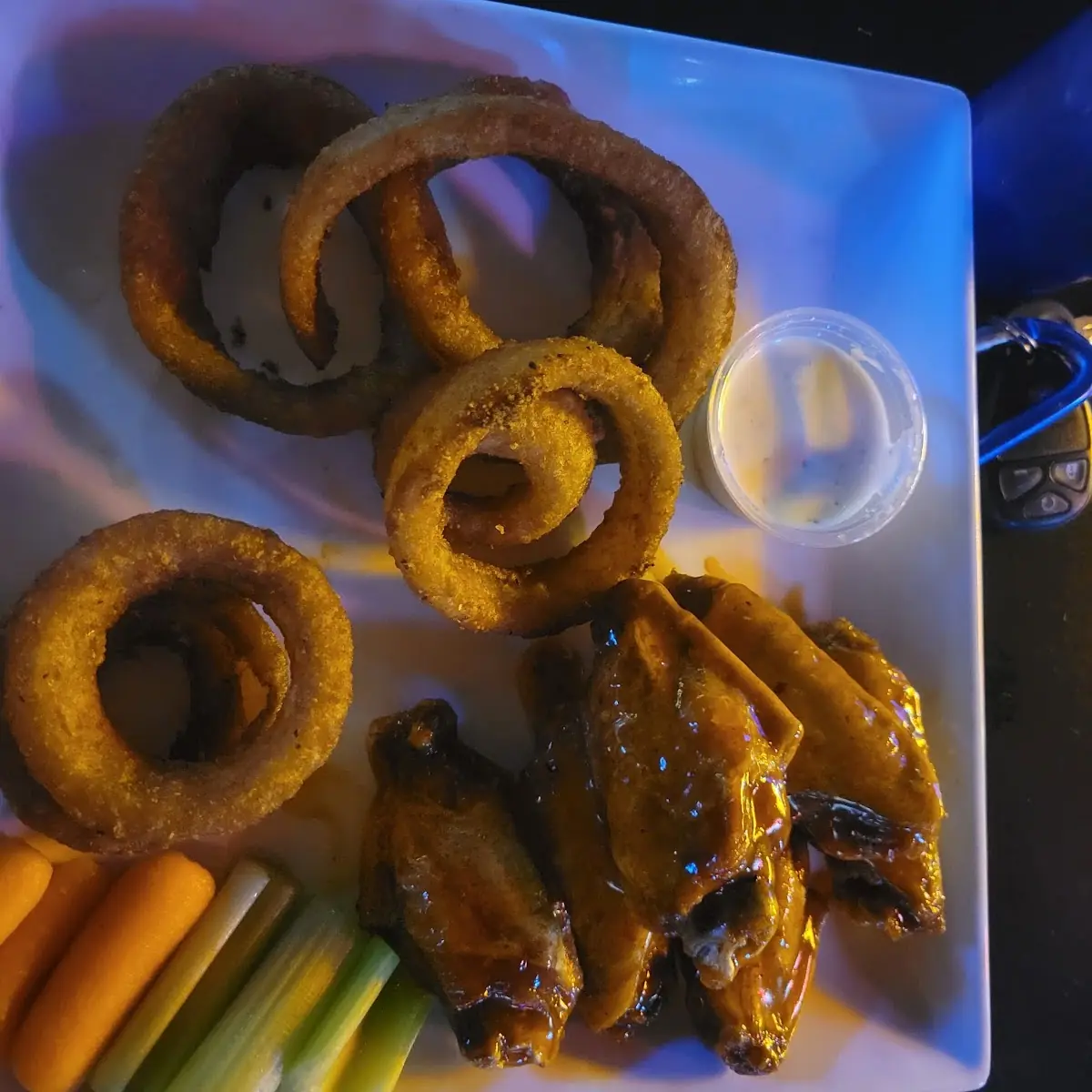 Mango Habanero Wings and Onion Rings