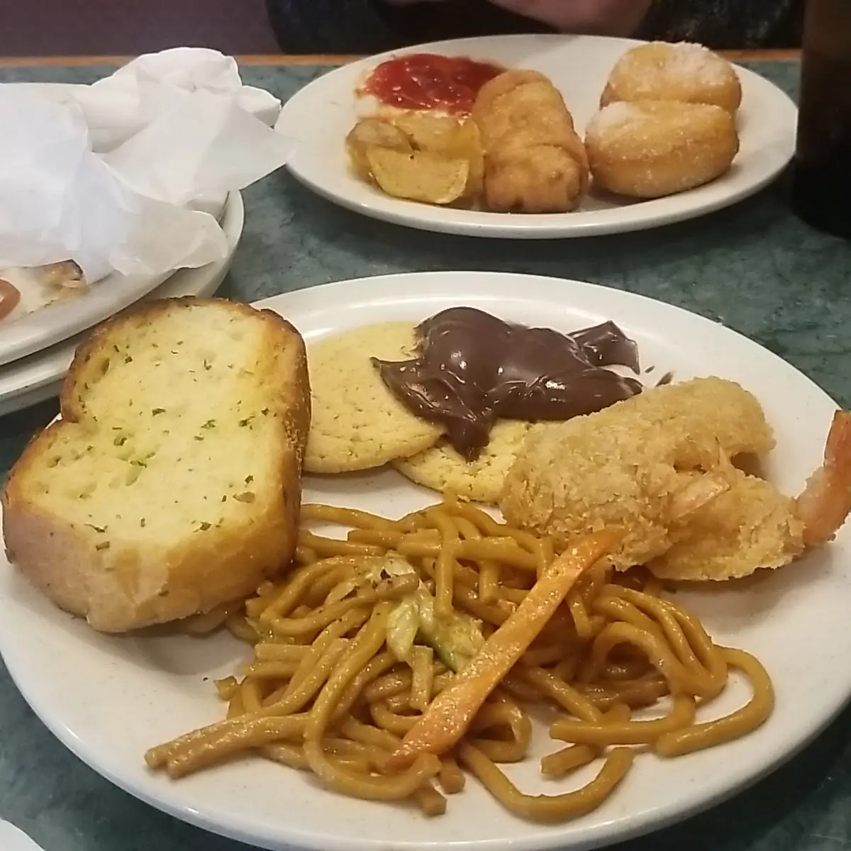 Chinese Fried Donuts Eggroll & Fried Shrimp Garlic Bread Lo Mein You See the Rest