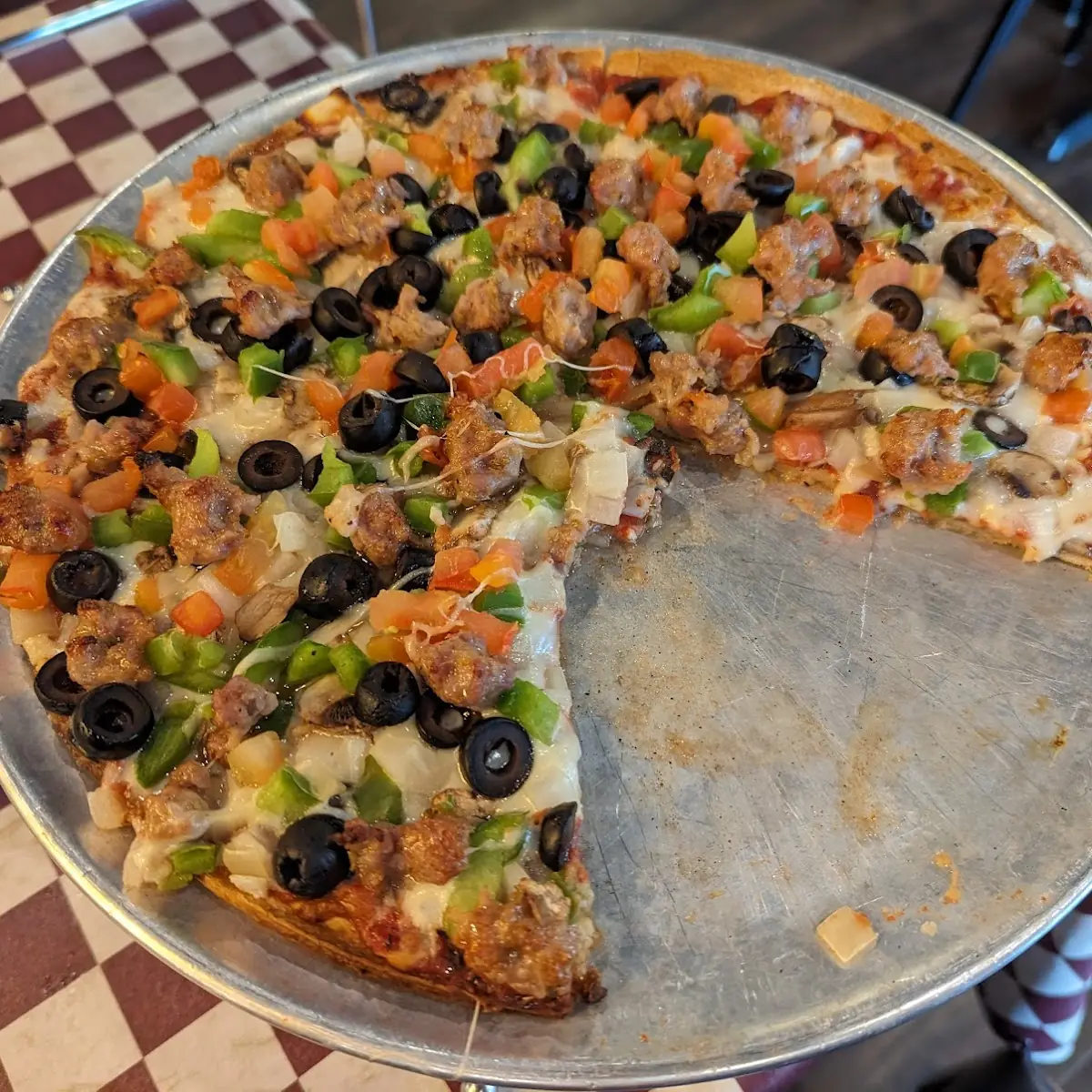 Sausage Mushroo Black Olive Pepperoni Pizza
