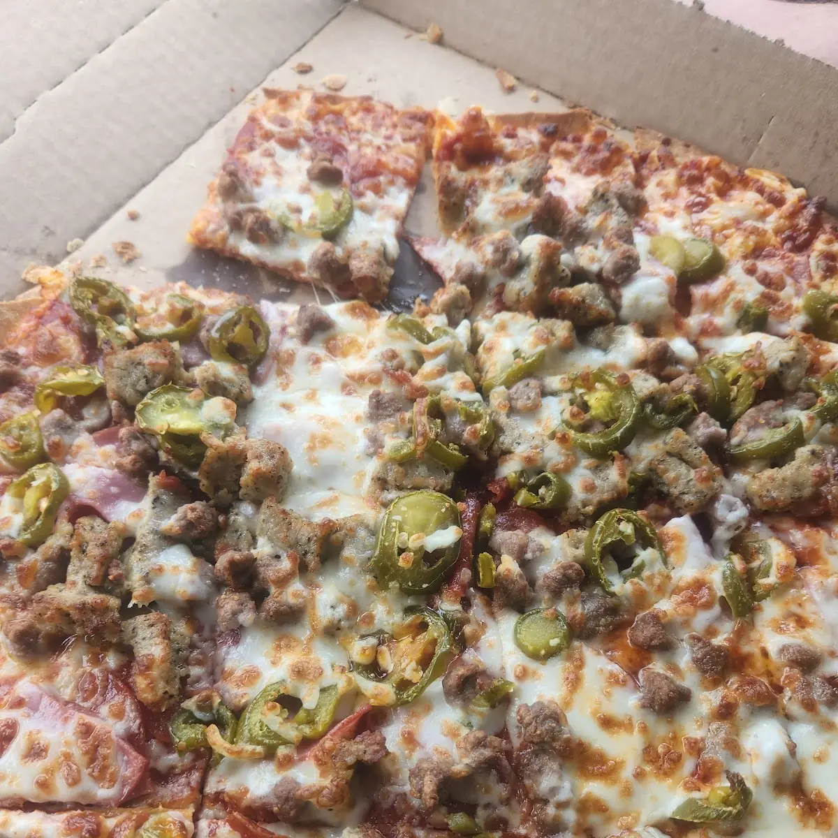 Thin Crust Meat Lover's with Jalapeños