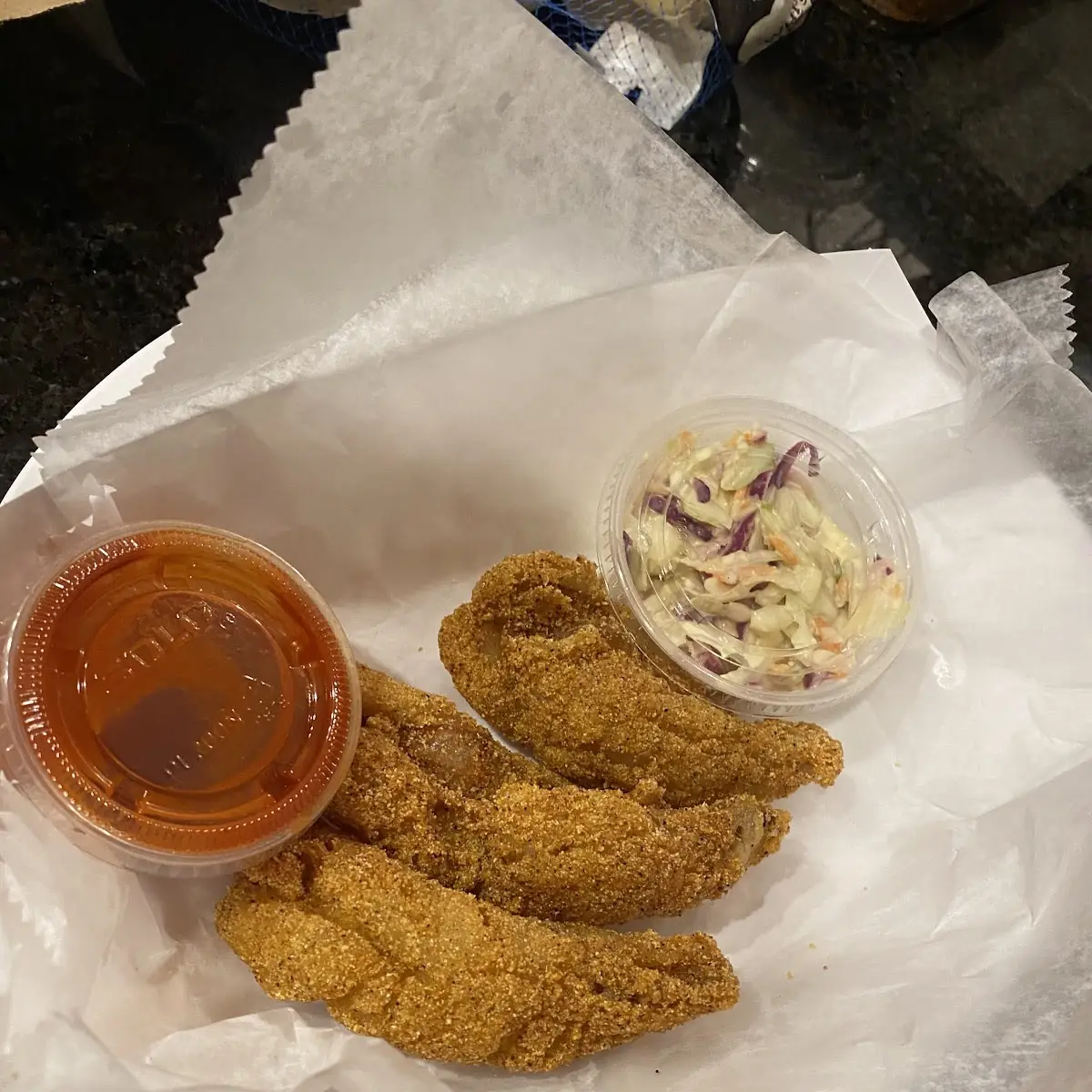 Catfish and Chicken Wings Dinner