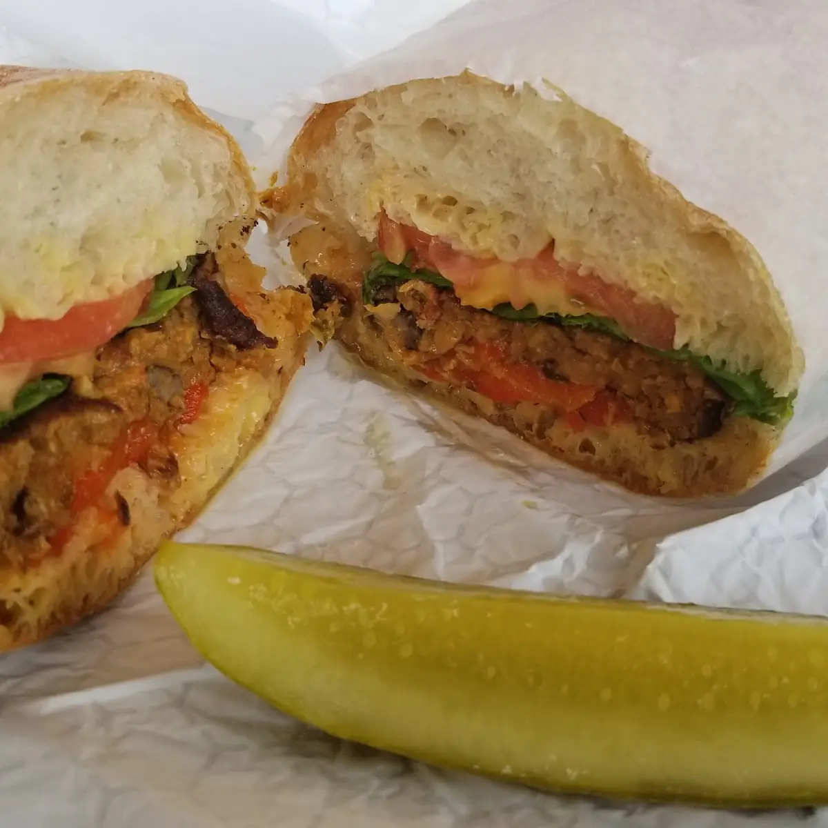 Black Bean Veggie Burger on Ciabatta