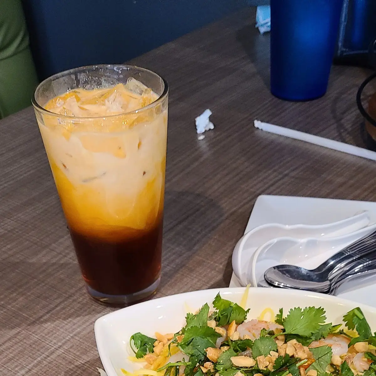 Mango Salad for Appetizer Bean Sprouts and Thai Iced Tea