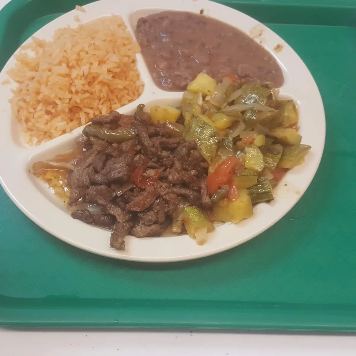 Meat with Green Veans Rice & Beans