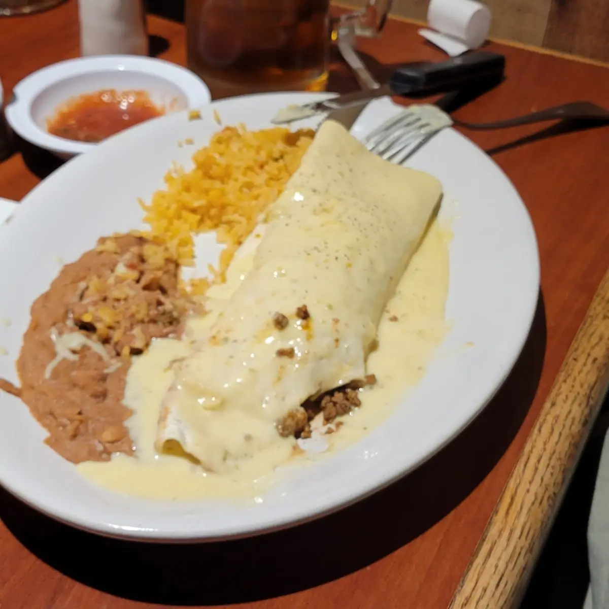 Meat Beef Burrito with Rice and Beans