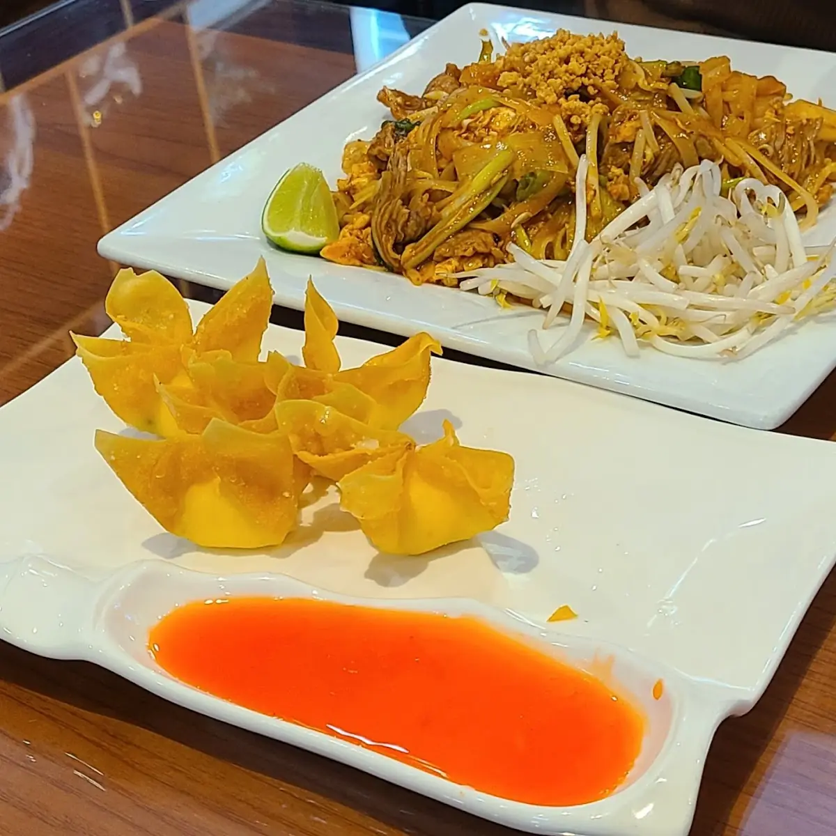Pad Thai Shrimp and Crab Rangoon