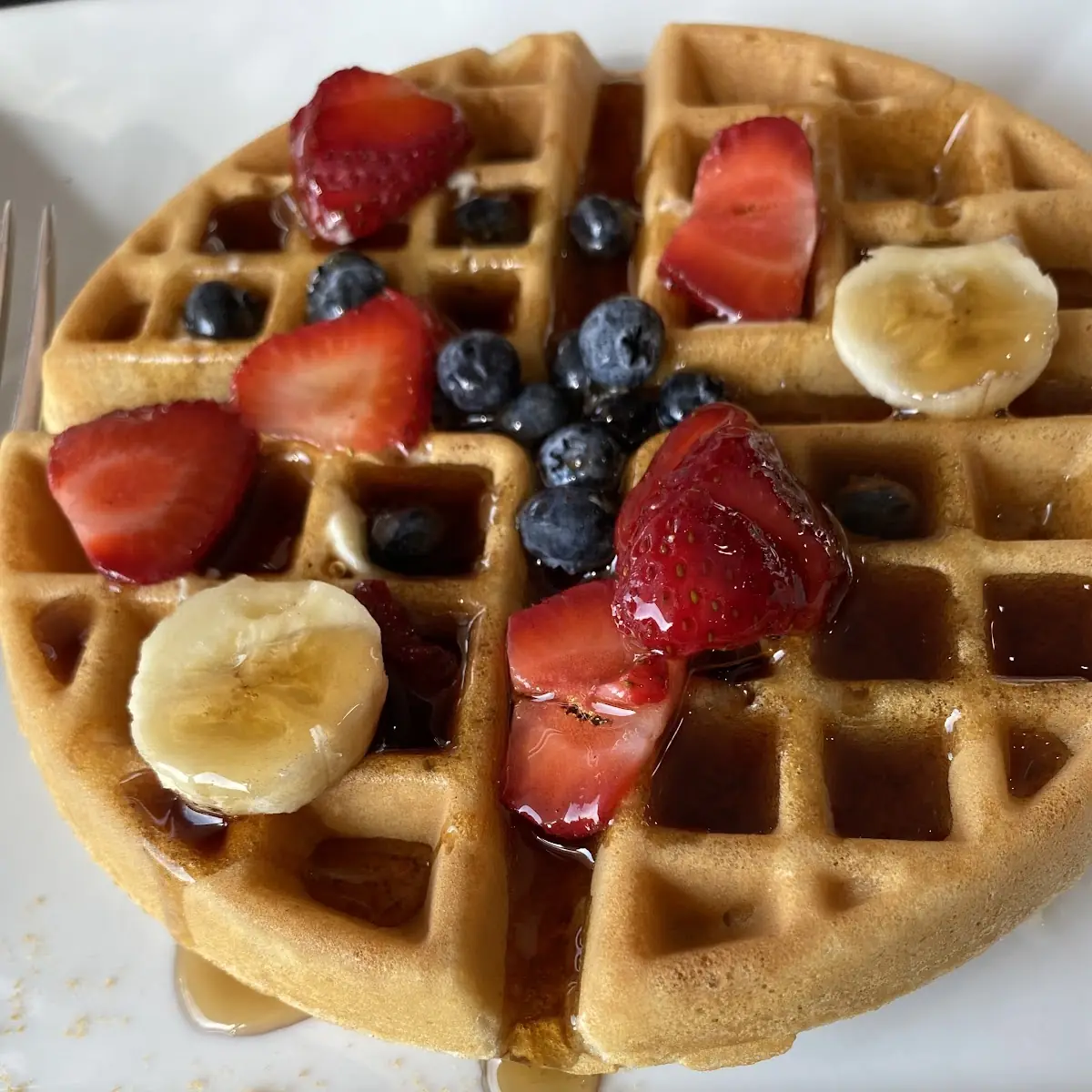 Belgian Waffle Fresh Fruit Maple Syrup