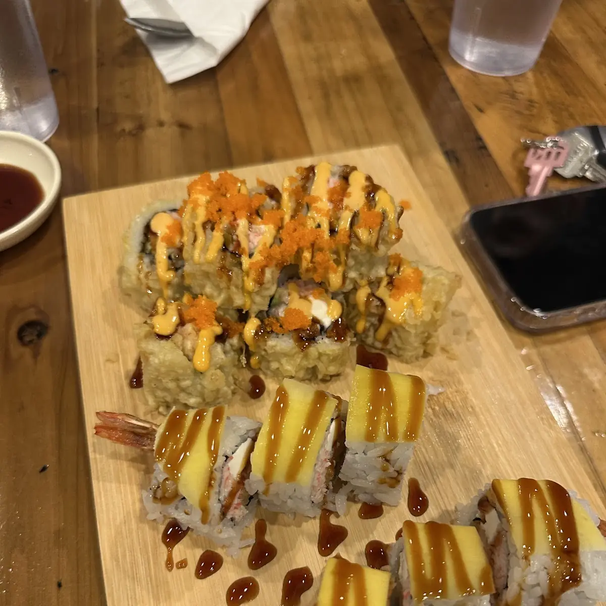 Assorted Sushi Rolls with Toppings