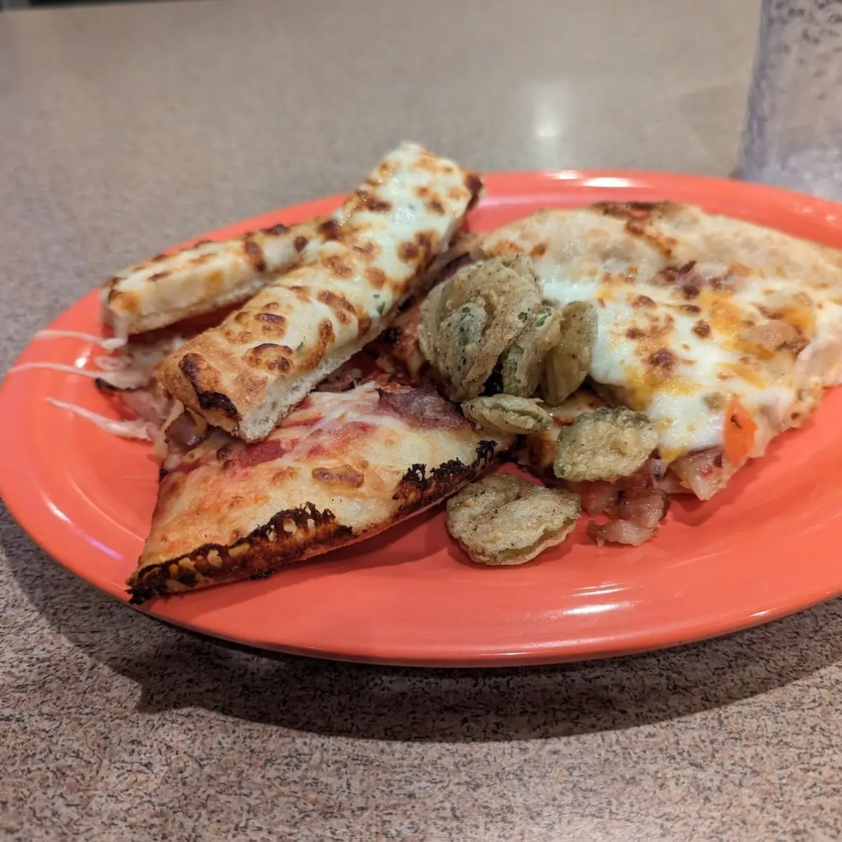 Pizza Garlic Bread Sticks and Fried Pickles