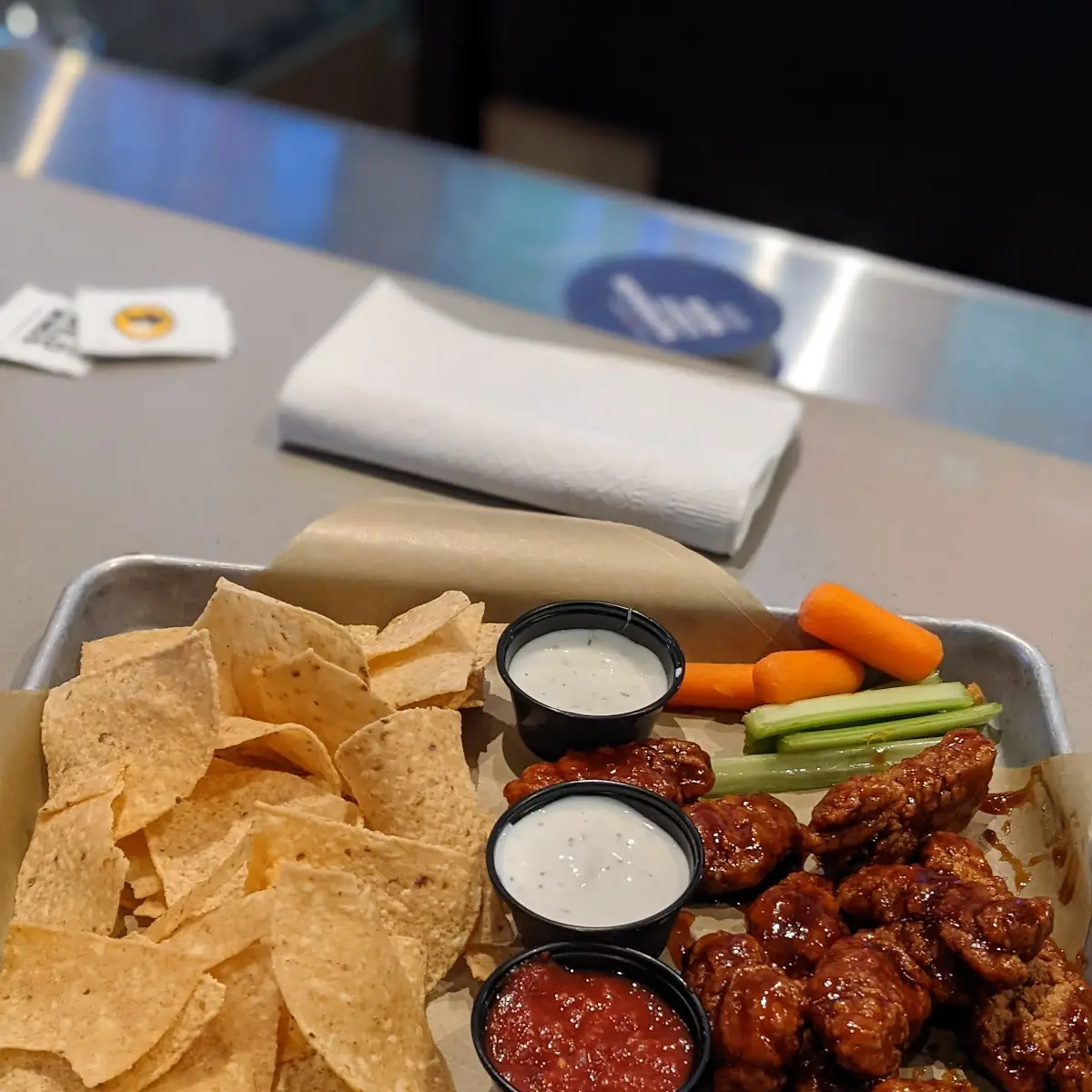 Honey BBQ Wings Salsa and Chips