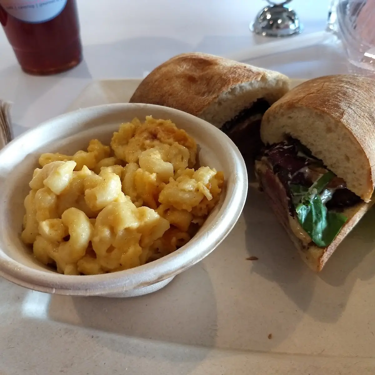 Bistro Steak Sandwich with Mac and Cheese