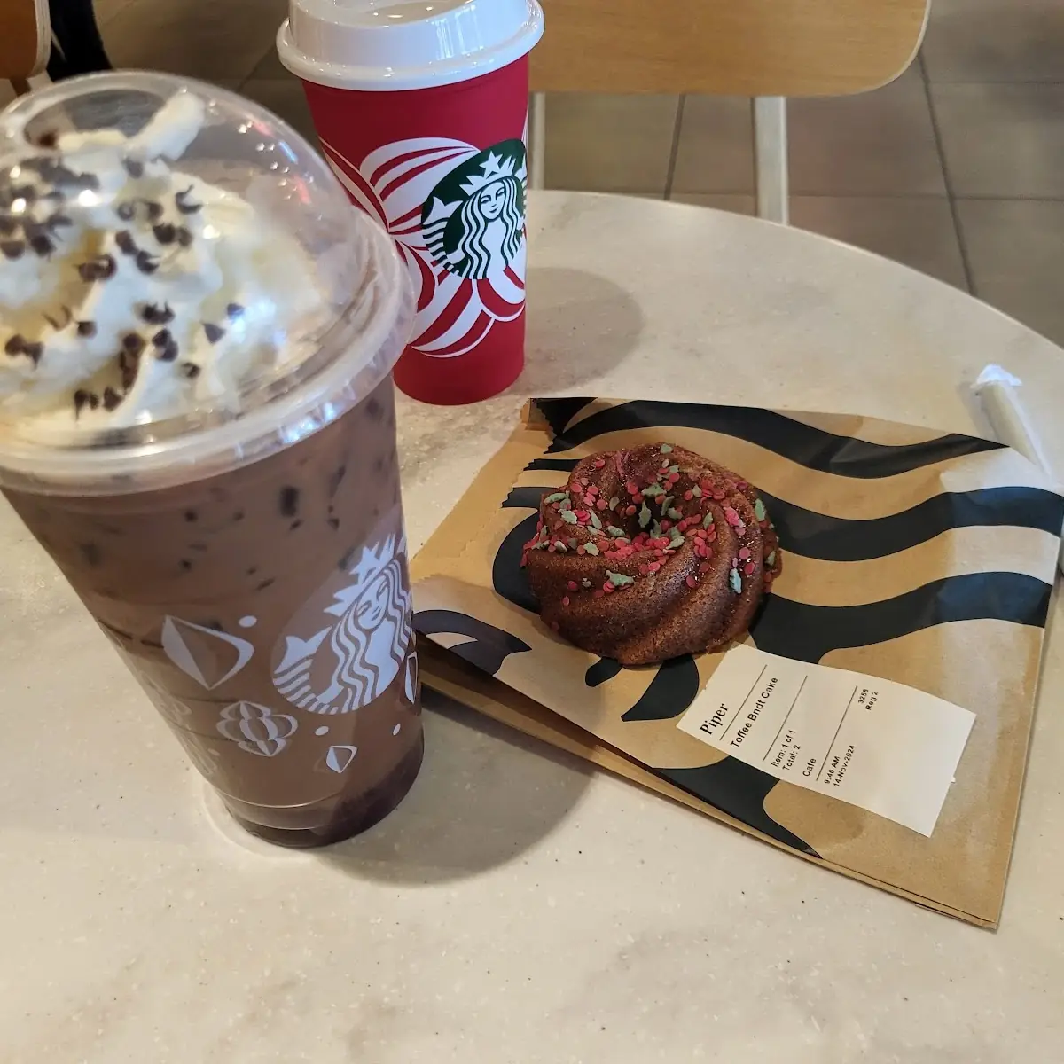 Iced Peppermint Mocha Toffee Bundt Cake and a Free Reusable Cup