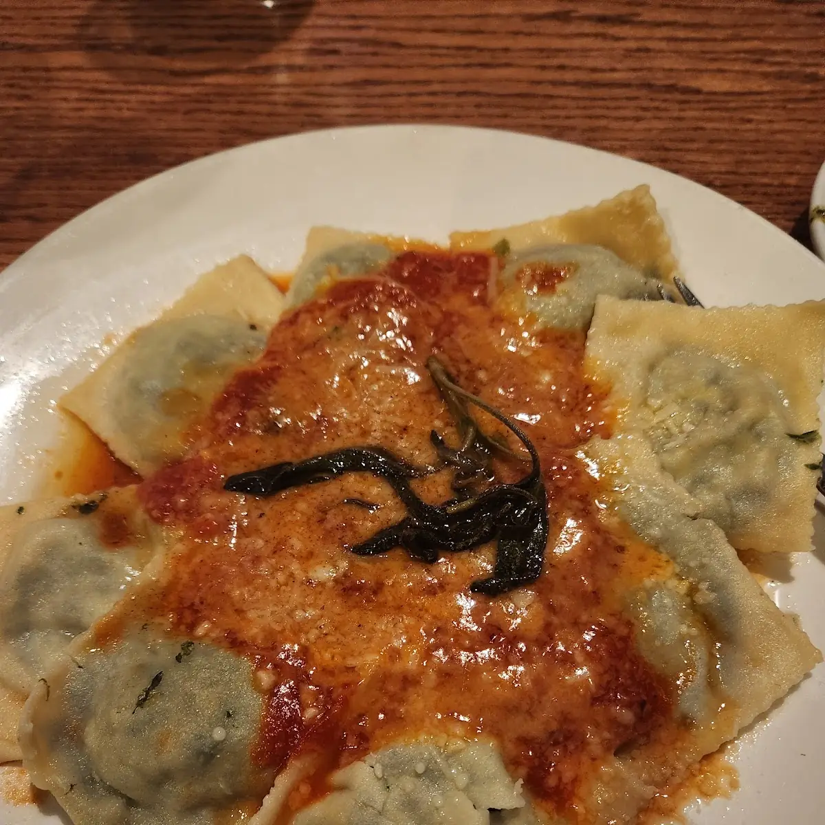 Spinach Ravioli with Tomato Sauce