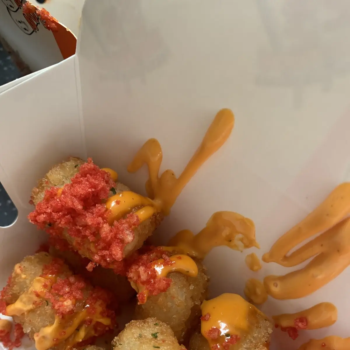 Tator Tots with Crushed Hot Cheetos Cold Cold Cold