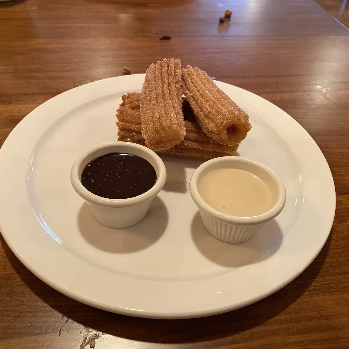 Churros with Chocolate & Vanilla Dipping Sauces