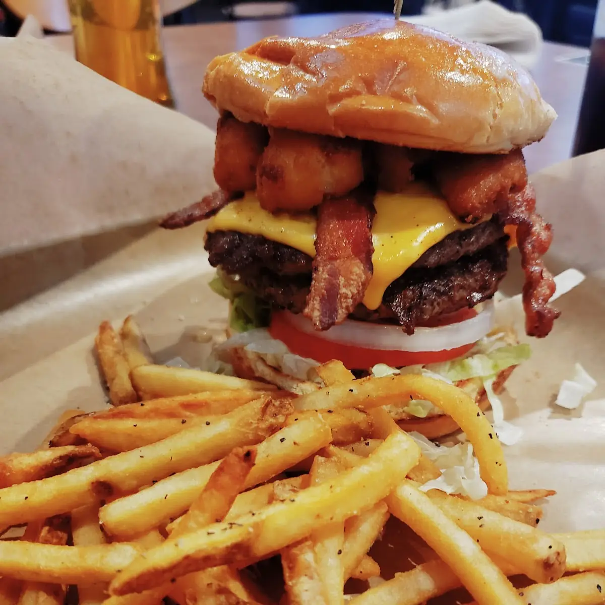 Cheese Curd Bacon Burger