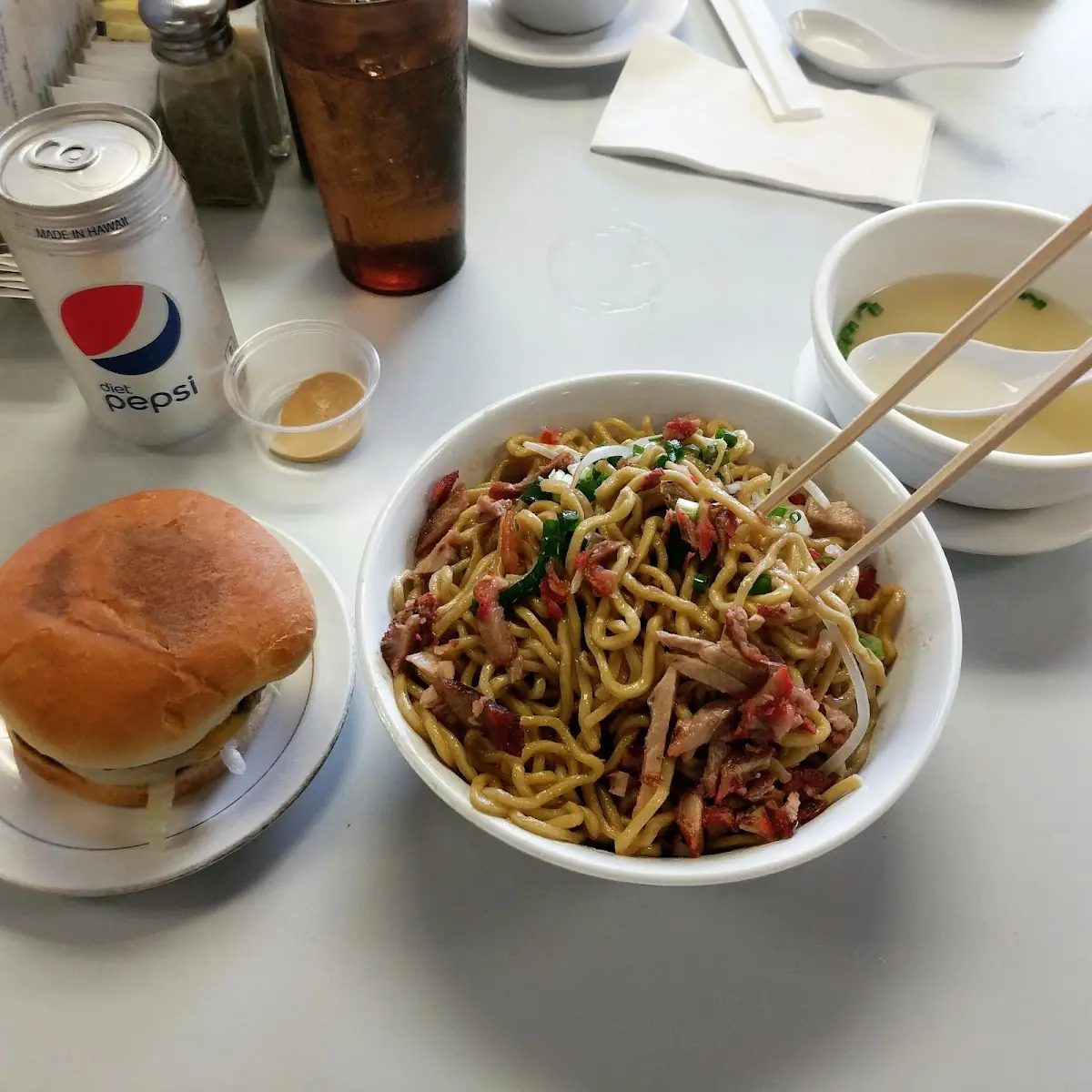 Dry Noodles & Cheese Burger