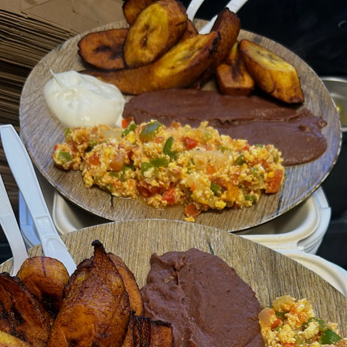 Fried Plantains and Refried Beans