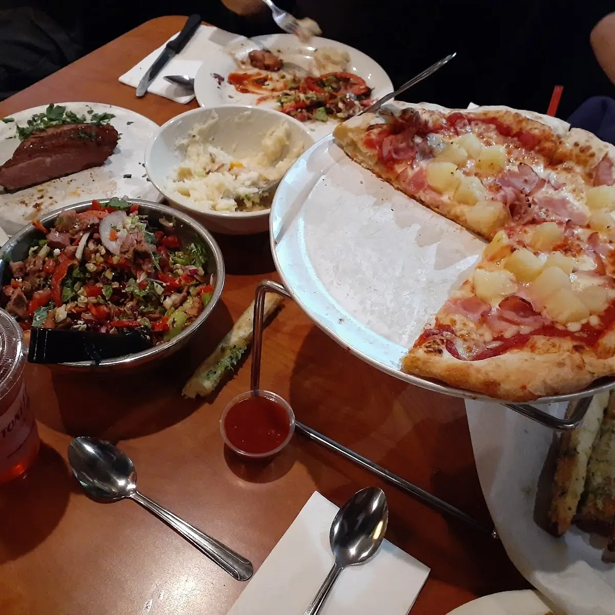 Hawaiian Pizza Steak Breadsticks Mashed Potatoes