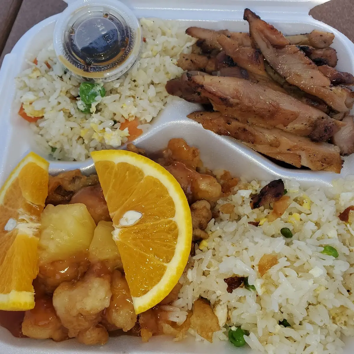 Orange Chicken Fried Rice and Teriyaki Chicken