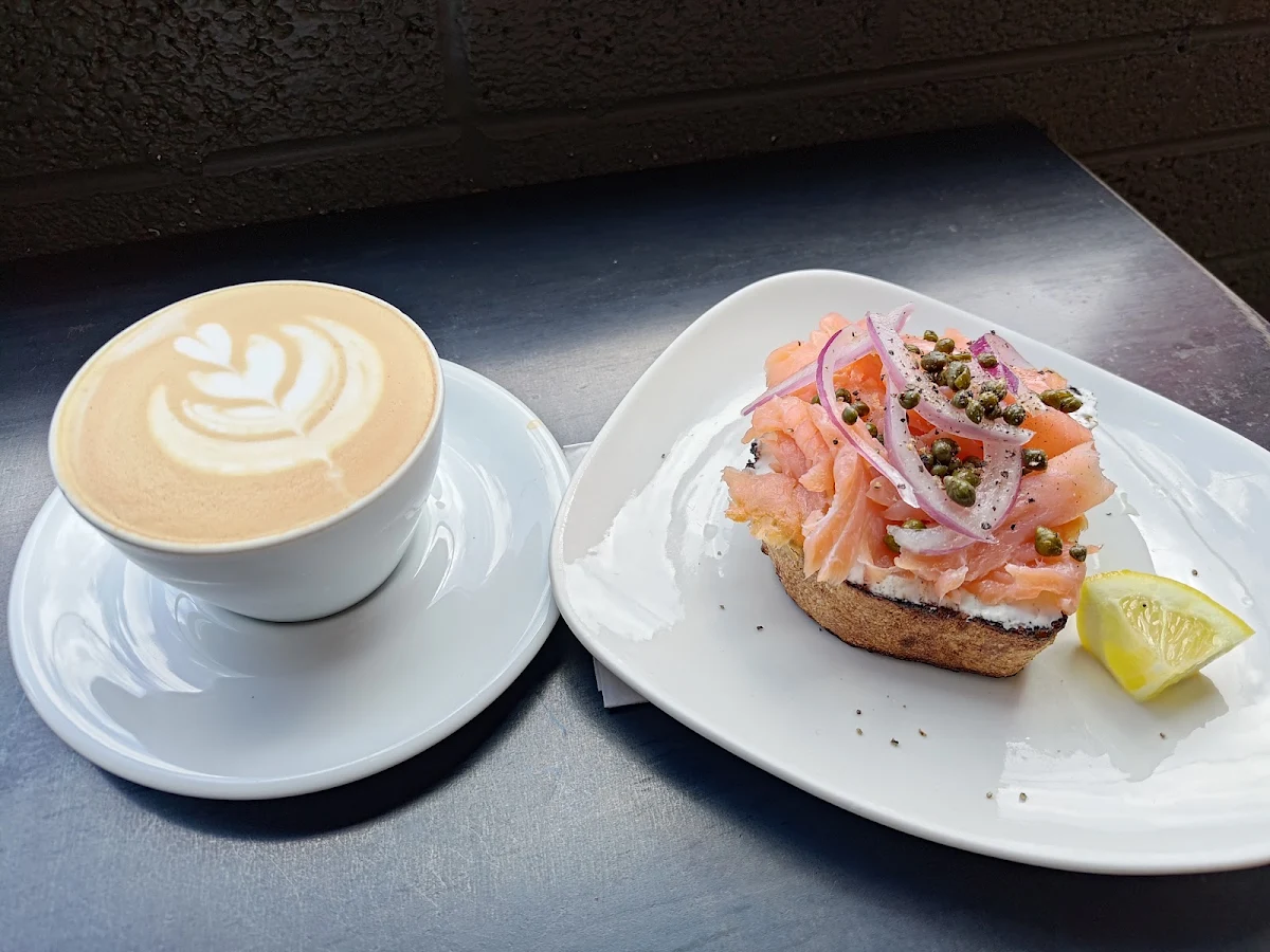 Salmon Toast and Cappuccino
