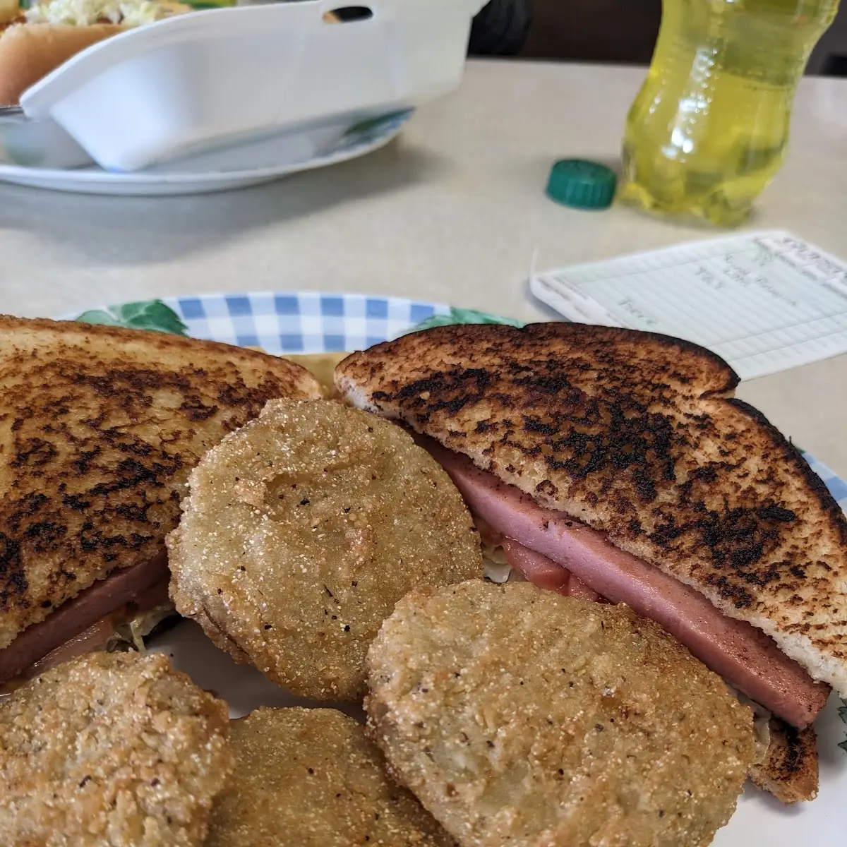Fried Green Tomatoes & Fried Bologna Sandwich